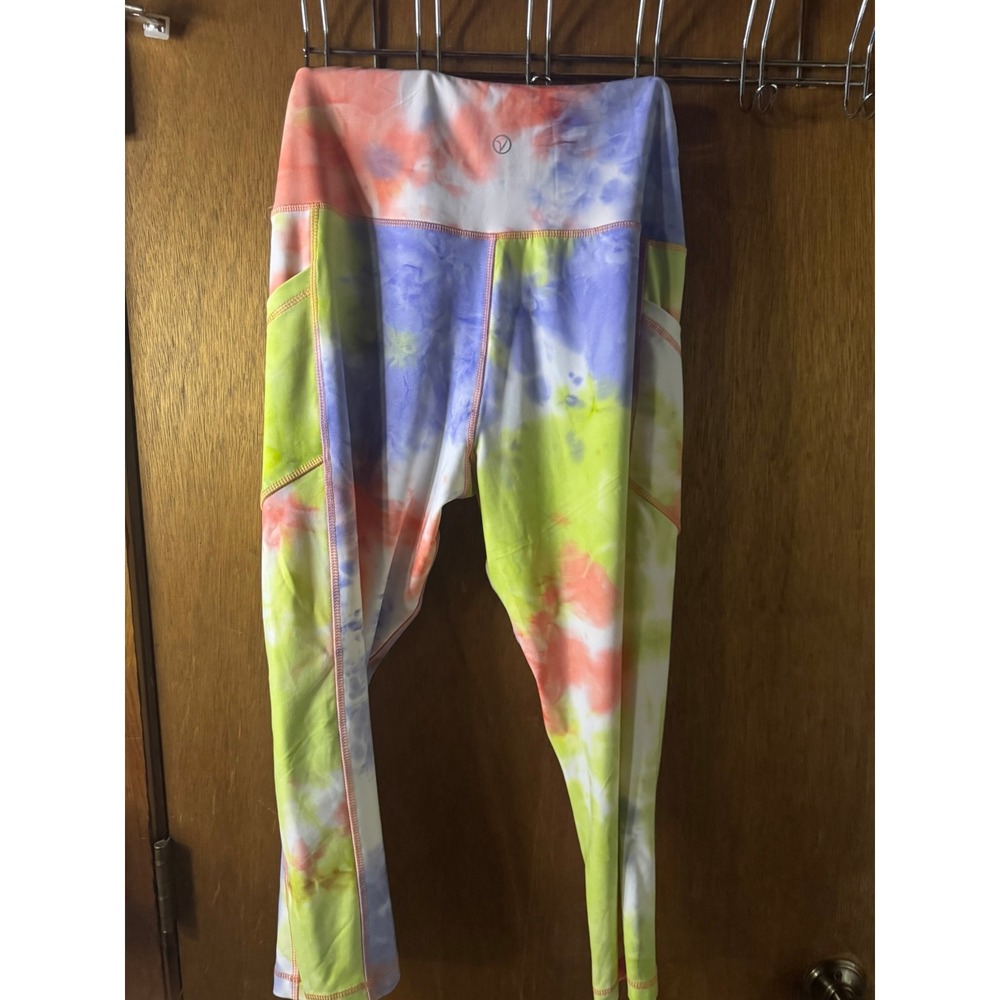 Ideology Womens High Waist Tie Dye Activewear Leggings with Pockets Multi Color